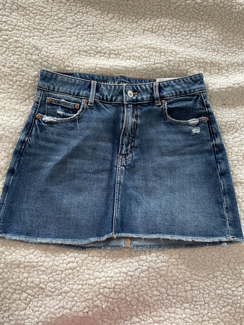 American Eagle Outfitters Blue Distressed Denim Mini Skirt